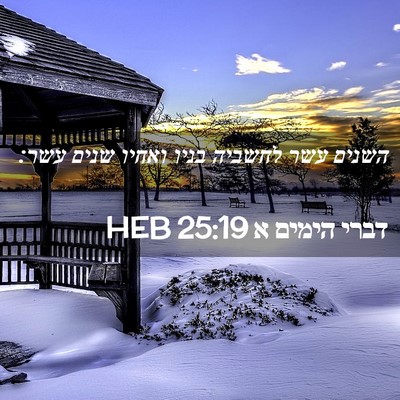 Picture 02 - דברי הימים א 25:19 HEB - השנים עשר לחשביה בניו - Bible Verse Picture