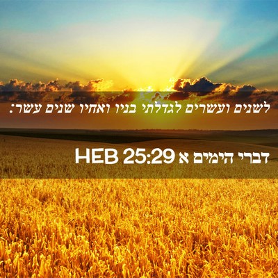 Picture 02 - דברי הימים א 25:29 HEB - לשנים ועשרים לגדלתי בניו - Bible Verse Picture