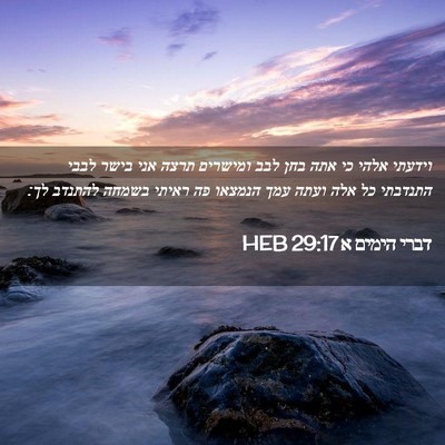 Picture 02 - דברי הימים א 29:17 HEB - וידעתי אלהי כי אתה בחן לבב - Bible Verse Picture