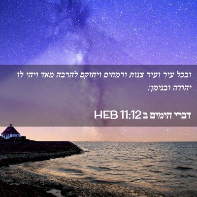 Picture 02 - דברי הימים ב 11:12 HEB - ובכל עיר ועיר צנות ורמחים - Bible Verse Picture