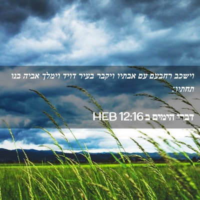 Picture 02 - דברי הימים ב 12:16 HEB - וישכב רחבעם עם אבתיו ויקבר - Bible Verse Picture