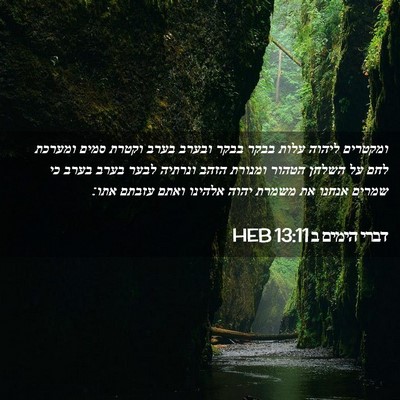 Picture 02 - דברי הימים ב 13:11 HEB - ומקטרים ליהוה עלות בבקר - Bible Verse Picture