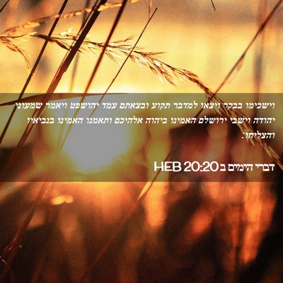 Picture 02 - דברי הימים ב 20:20 HEB - וישכימו בבקר ויצאו למדבר - Bible Verse Picture