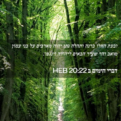 Picture 02 - דברי הימים ב 20:22 HEB - ובעת החלו ברנה ותהלה נתן - Bible Verse Picture