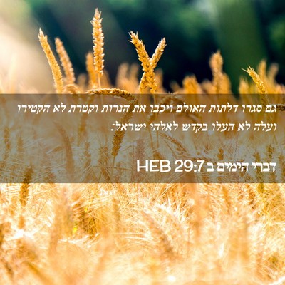 Picture 02 - דברי הימים ב 29:7 HEB - גם סגרו דלתות האולם ויכבו - Bible Verse Picture
