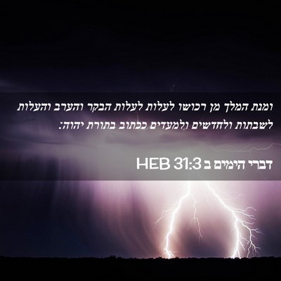 Picture 02 - דברי הימים ב 31:3 HEB - ומנת המלך מן רכושו לעלות - Bible Verse Picture