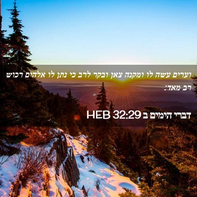 Picture 02 - דברי הימים ב 32:29 HEB - וערים עשה לו ומקנה צאן ובקר - Bible Verse Picture