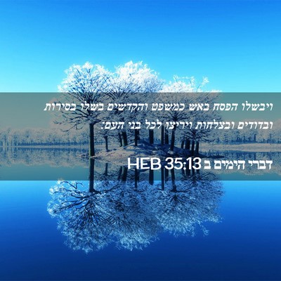 Picture 02 - דברי הימים ב 35:13 HEB - ויבשלו הפסח באש כמשפט - Bible Verse Picture