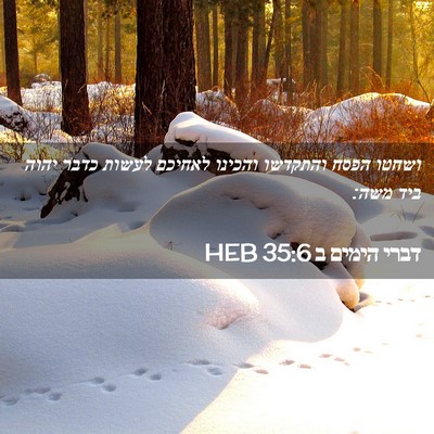 Picture 02 - דברי הימים ב 35:6 HEB - ושחטו הפסח והתקדשו והכינו - Bible Verse Picture