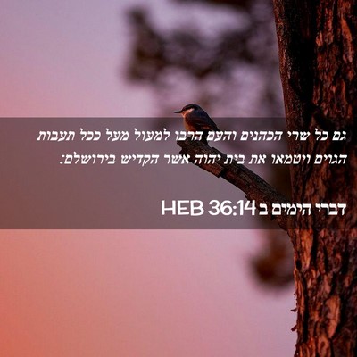 Picture 02 - דברי הימים ב 36:14 HEB - גם כל שרי הכהנים והעם הרבו - Bible Verse Picture