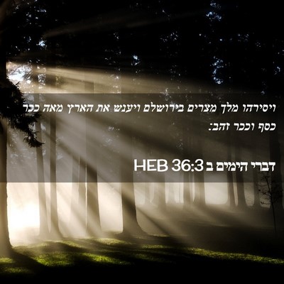 Picture 02 - דברי הימים ב 36:3 HEB - ויסירהו מלך מצרים בירושלם - Bible Verse Picture