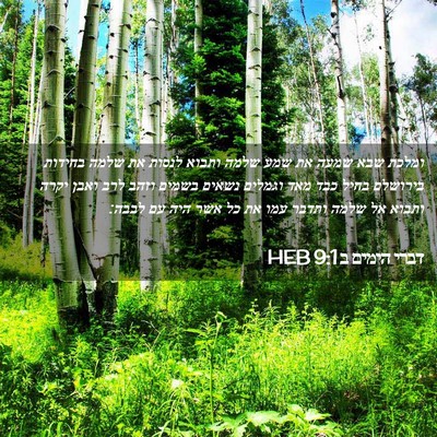Picture 02 - דברי הימים ב 9:1 HEB - ומלכת שבא שמעה את שמע שלמה - Bible Verse Picture