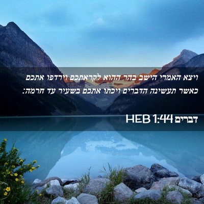 Picture 02 - דברים 1:44 HEB - ויצא האמרי הישב בהר ההוא - Bible Verse Picture