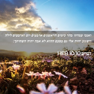 Picture 02 - דברים 10:10 HEB - ואנכי עמדתי בהר כימים - Bible Verse Picture