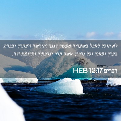 Picture 02 - דברים 12:17 HEB - לא תוכל לאכל בשעריך מעשר - Bible Verse Picture