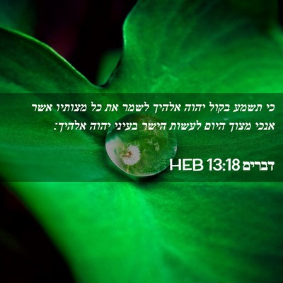 Picture 02 - דברים 13:18 HEB - כי תשמע בקול יהוה אלהיך - Bible Verse Picture