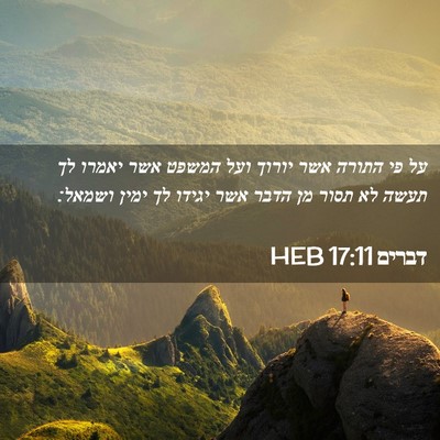 Picture 02 - דברים 17:11 HEB - על פי התורה אשר יורוך ועל - Bible Verse Picture