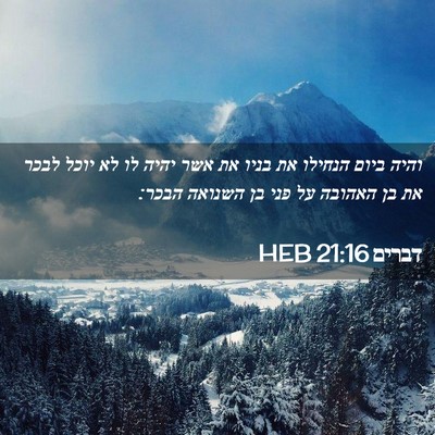 Picture 02 - דברים 21:16 HEB - והיה ביום הנחילו את בניו את - Bible Verse Picture