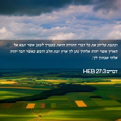 Picture 02 - דברים 27:3 HEB - וכתבת עליהן את כל דברי - Bible Verse Picture