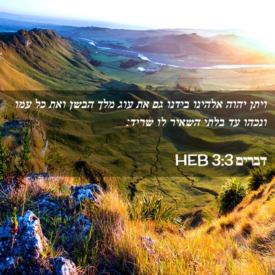 Picture 02 - דברים 3:3 HEB - ויתן יהוה אלהינו בידנו גם - Bible Verse Picture