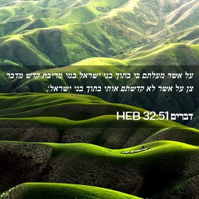 Picture 02 - דברים 32:51 HEB - על אשר מעלתם בי בתוך בני - Bible Verse Picture