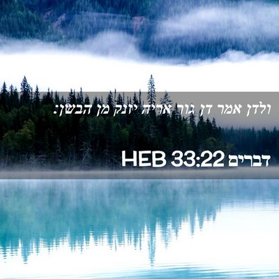 Picture 02 - דברים 33:22 HEB - ולדן אמר דן גור אריה יזנק - Bible Verse Picture