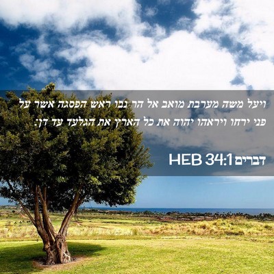 Picture 02 - דברים 34:1 HEB - ויעל משה מערבת מואב אל הר - Bible Verse Picture