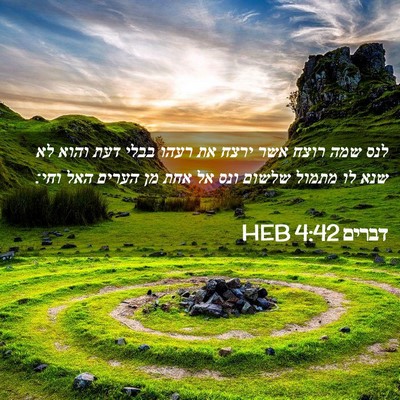 Picture 02 - דברים 4:42 HEB - לנס שמה רוצח אשר ירצח את - Bible Verse Picture