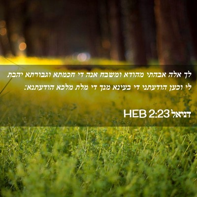 Picture 02 - דניאל 2:23 HEB - לך אלה אבהתי מהודא ומשבח - Bible Verse Picture
