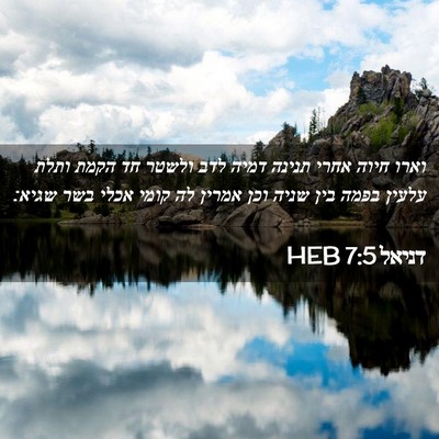 Picture 02 - דניאל 7:5 HEB - וארו חיוה אחרי תנינה דמיה - Bible Verse Picture