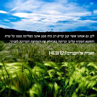 Picture 02 - האגרת אל העברים 12:1 HEB - לכן גם אנחנו אשר ענן עדים - Bible Verse Picture