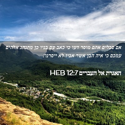 Picture 02 - האגרת אל העברים 12:7 HEB - אם סבלים אתם מוסר דעו כי - Bible Verse Picture