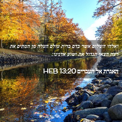 Picture 02 - האגרת אל העברים 13:20 HEB - ואלהי השלום אשר בדם ברית - Bible Verse Picture