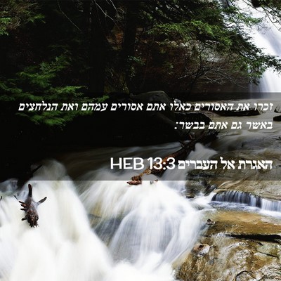 Picture 02 - האגרת אל העברים 13:3 HEB - זכרו את האסורים כאלו אתם - Bible Verse Picture