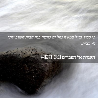 Picture 02 - האגרת אל העברים 3:3 HEB - כי כבוד גדול ממשה נחל זה - Bible Verse Picture