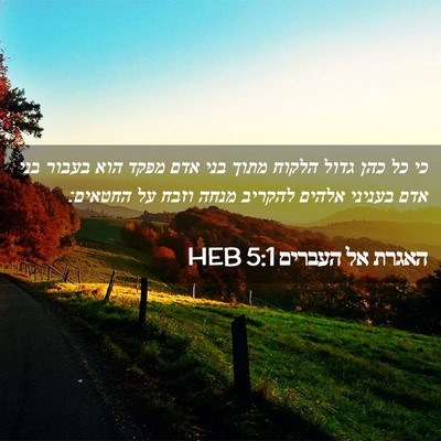 Picture 02 - האגרת אל העברים 5:1 HEB - כי כל כהן גדול הלקוח מתוך - Bible Verse Picture