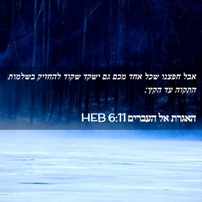 Picture 02 - האגרת אל העברים 6:11 HEB - אבל חפצנו שכל אחד מכם גם - Bible Verse Picture