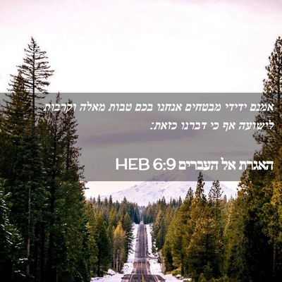 Picture 02 - האגרת אל העברים 6:9 HEB - אמנם ידידי מבטחים אנחנו - Bible Verse Picture