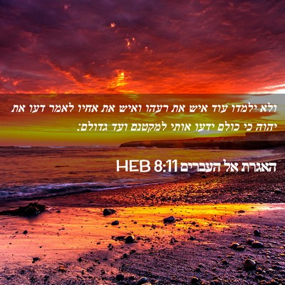 Picture 02 - האגרת אל העברים 8:11 HEB - ולא ילמדו עוד איש את רעהו - Bible Verse Picture