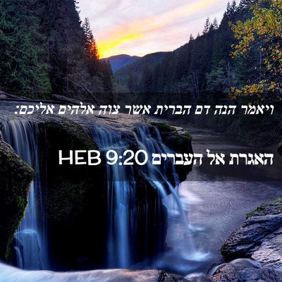Picture 02 - האגרת אל העברים 9:20 HEB - ויאמר הנה דם הברית אשר צוה - Bible Verse Picture