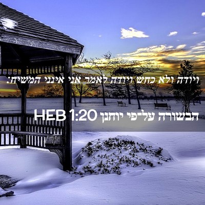Picture 02 - הבשורה על־פי יוחנן 1:20 HEB - ויודה ולא כחש ויודה לאמר - Bible Verse Picture