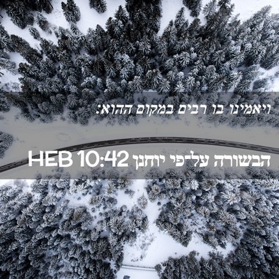 Picture 02 - הבשורה על־פי יוחנן 10:42 HEB - ויאמינו בו רבים במקום - Bible Verse Picture