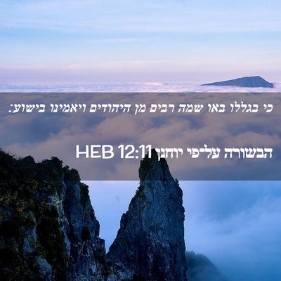 Picture 02 - הבשורה על־פי יוחנן 12:11 HEB - כי בגללו באו שמה רבים מן - Bible Verse Picture