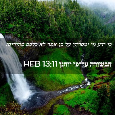 Picture 02 - הבשורה על־פי יוחנן 13:11 HEB - כי ידע מי ימסרהו על כן אמר - Bible Verse Picture