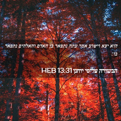 Picture 02 - הבשורה על־פי יוחנן 13:31 HEB - הוא יצא וישוע אמר עתה נתפאר - Bible Verse Picture