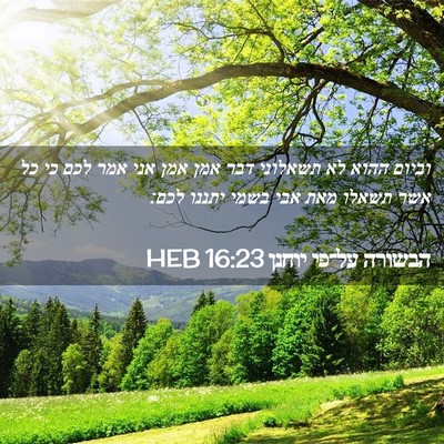 Picture 02 - הבשורה על־פי יוחנן 16:23 HEB - וביום ההוא לא תשאלוני דבר - Bible Verse Picture