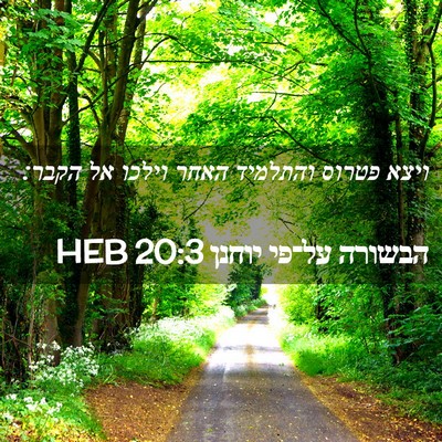Picture 02 - הבשורה על־פי יוחנן 20:3 HEB - ויצא פטרוס והתלמיד האחר - Bible Verse Picture