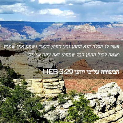 Picture 02 - הבשורה על־פי יוחנן 3:29 HEB - אשר לו הכלה הוא החתן ורע - Bible Verse Picture