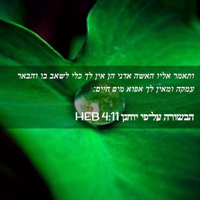 Picture 02 - הבשורה על־פי יוחנן 4:11 HEB - ותאמר אליו האשה אדני הן אין - Bible Verse Picture
