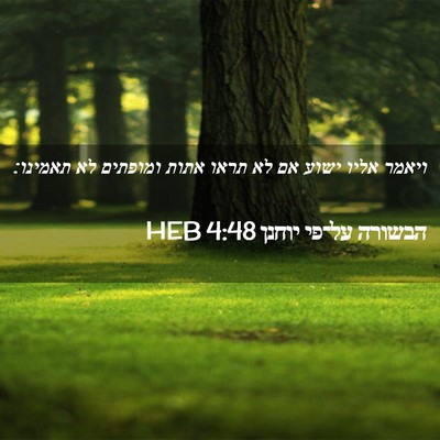 Picture 02 - הבשורה על־פי יוחנן 4:48 HEB - ויאמר אליו ישוע אם לא תראו - Bible Verse Picture